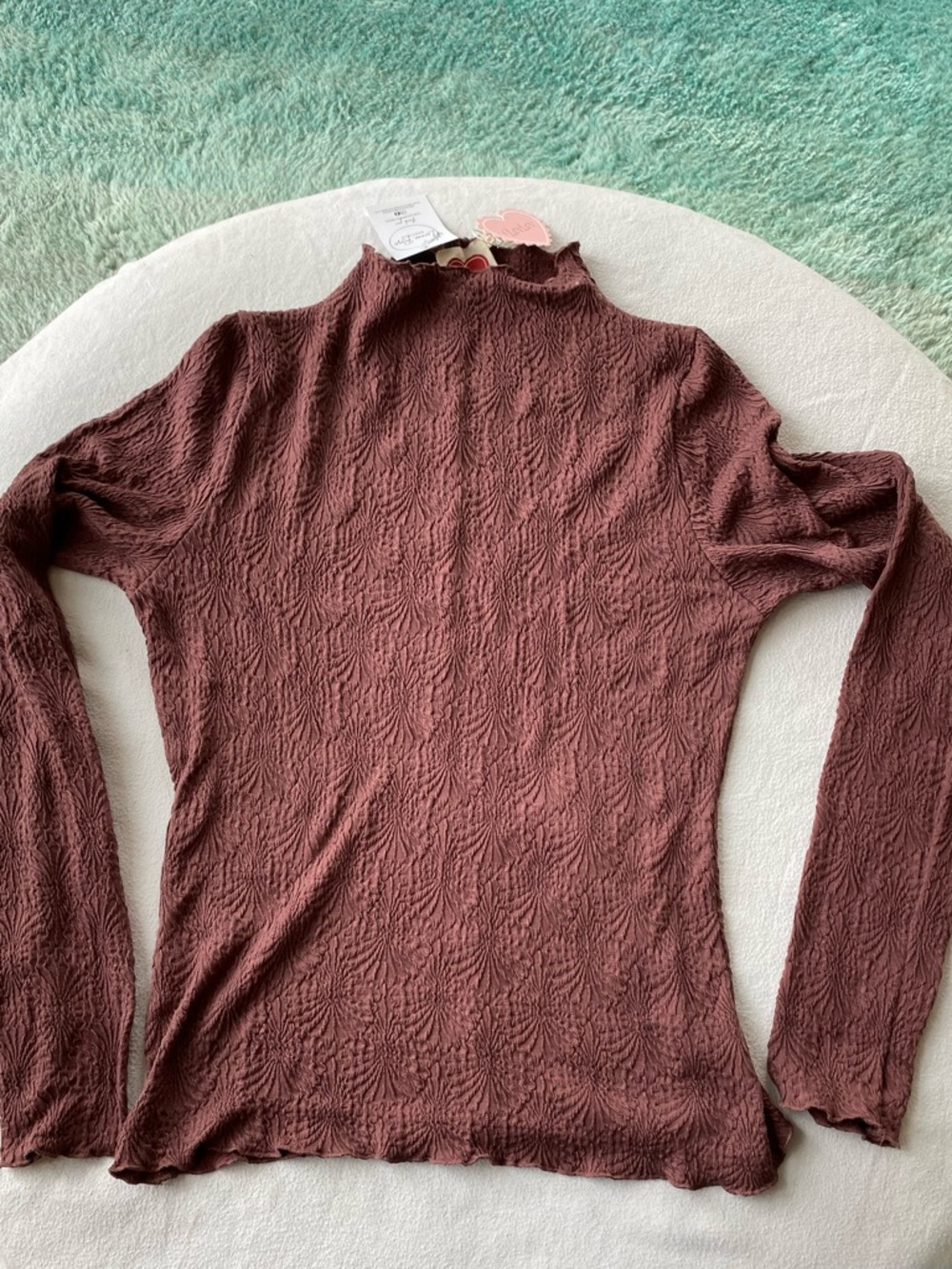Women's Textured Mock Neck Long-Sleeve Top - Mauve